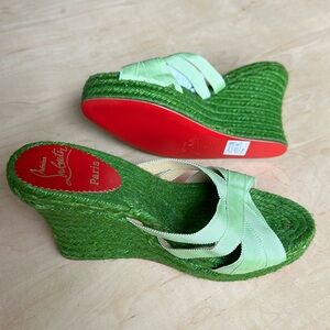 Christian Louboutin ribbon espadrille wedge - green sz 7.5 (39) *never worn*